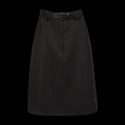 A-Line Belted Midi Skirt