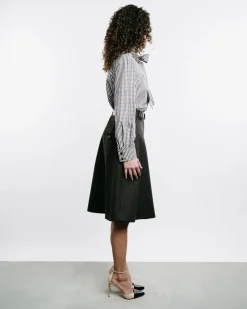 A-Line Belted Midi Skirt