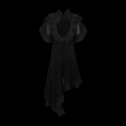 Asymmetric Pleated Georgette Dress