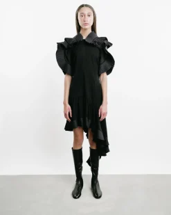 Asymmetric Pleated Georgette Dress