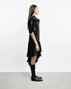 Asymmetric Pleated Georgette Dress