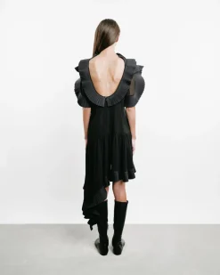 Asymmetric Pleated Georgette Dress