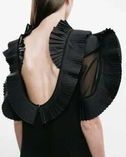 Asymmetric Pleated Georgette Dress