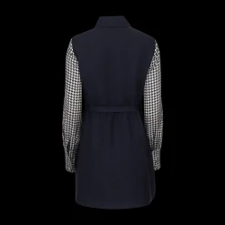 Belted Dress With Contrast Sleeves
