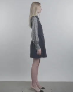 Belted Dress With Contrast Sleeves
