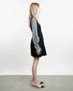 Belted Dress With Contrast Sleeves