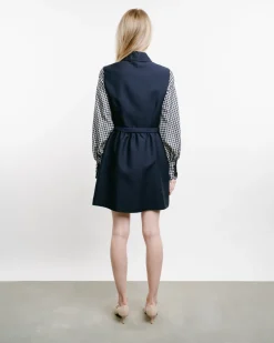 Belted Dress With Contrast Sleeves