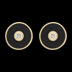 Black Small Discs Earrings