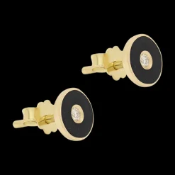 Black Small Discs Earrings
