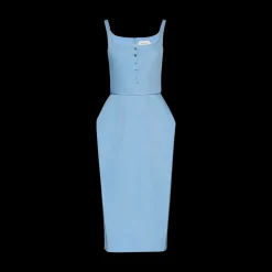 Buttoned Hip Pad Dress