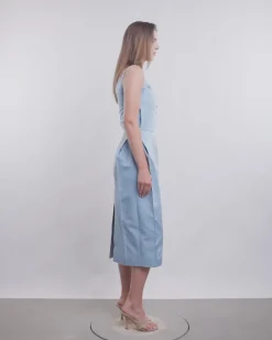 Buttoned Hip Pad Dress