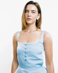 Buttoned Hip Pad Dress