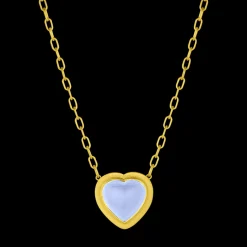 Chalcedony Cabochon Heart Necklace