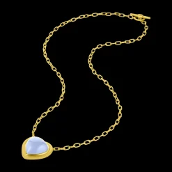 Chalcedony Cabochon Heart Necklace