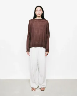 Chunky Boat Neck Linen Sweater
