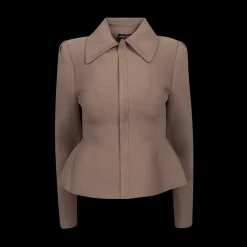 Crêpe Knit Peplum Collar Jacket