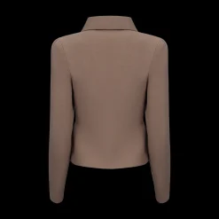 Crêpe Knit Peplum Collar Jacket