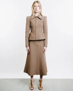 Crêpe Knit Peplum Collar Jacket