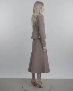 Crêpe Knit Peplum Collar Jacket