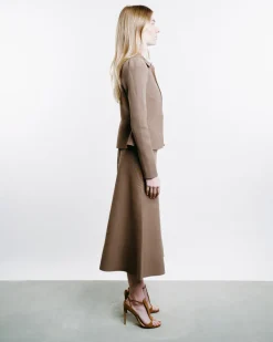Crêpe Knit Peplum Collar Jacket