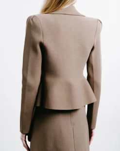 Crêpe Knit Peplum Collar Jacket