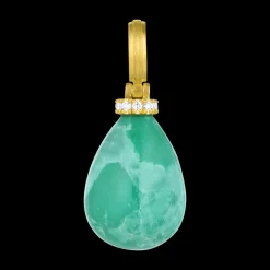 Diamond & Variscite Gemstone Drop Pendant