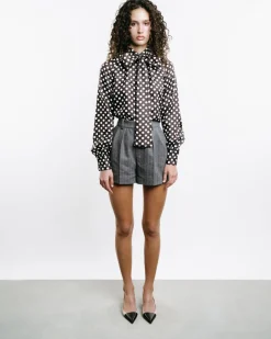 Dots Long-Sleeve Bow-Tie Shirt