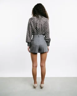 Dots Long-Sleeve Bow-Tie Shirt