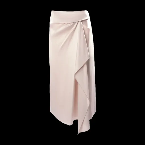 Draped Satin Midi Skirt
