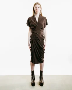 Draped Wrap Midi Dress