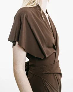 Draped Wrap Midi Dress