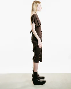Draped Wrap Midi Dress
