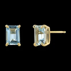 Emerald-Cut Aquamarine Earrings