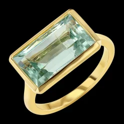 Emerald-Cut Light Green Beryl Ring