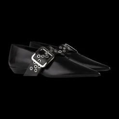 Eyelet-Embellished Mary Jane Ballet Flats