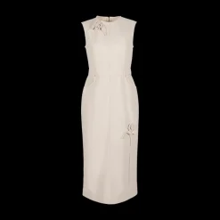 Floral-Appliqué Midi Dress