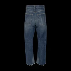 Frayed Distressed Straight-Leg Jeans