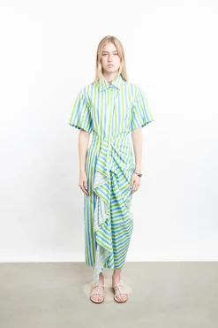 Gathered Ruffle Shirtdress
