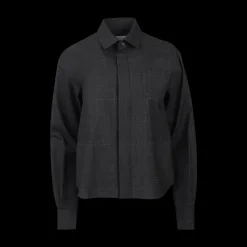 Glen Check Mixed Media Button-Up Shirt