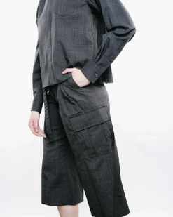 Glen Check Mixed Media Button-Up Shirt