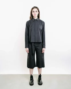 Glen Check Mixed Media Button-Up Shirt