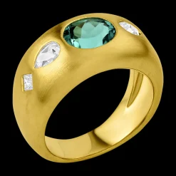 Green Tourmaline & Diamond Tilly Ring