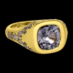 Grey Spinel Bezel-Set Ring