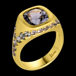 Grey Spinel Bezel-Set Ring
