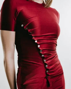 Haut Short-Sleeve Snap Ruched Top