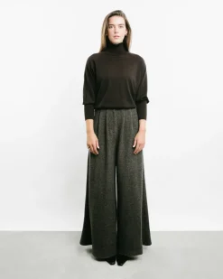 High-Waisted Herringbone Pants