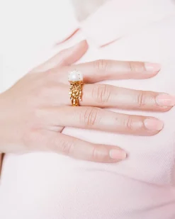 Jellyfish White Pearl Stackable Ring