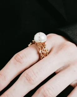 Jellyfish White Pearl Stackable Ring