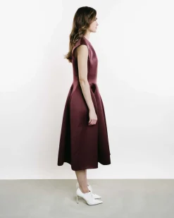Knee-Length Paneled Satin Dress