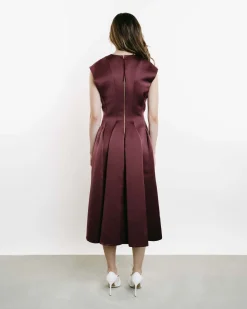 Knee-Length Paneled Satin Dress